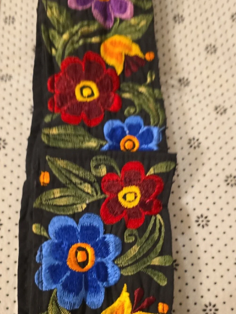 Black Floral Embroidered Belt